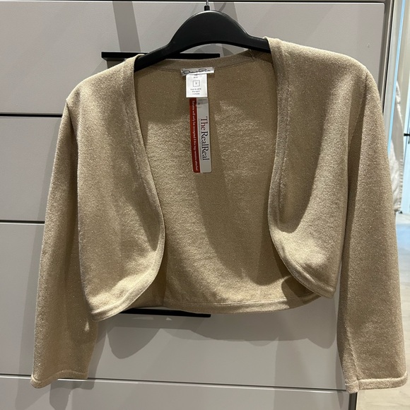 EUC Oscar de la Renta Cashmere/Silk/lurex Bolero Shrug - Picture 4 of 7